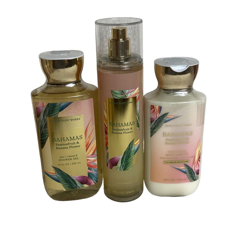 Bath and Body Works BAHAMA PASSIONFRUIT & BANANA FLOWER 3 Piece Set